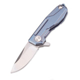 Samior HY002 Mini Blue Titanium Handle Flipper Knife, 1.3” D2 Blade