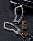 ainhue A06 TC4 Titanium Belt Clip Carabiner with Leather Keychain