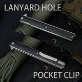 Samior A42 Small Slim Pocket Flipper Knife, 3.5 inches D2 Tanto Blades
