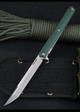 Samior A42 Small Slim Pocket Flipper Knife, 3.5 inches D2 Tanto Blades