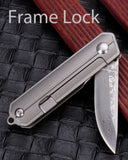 Samior HY004 Mini Titanium Handle Pocket Knife 1.45" Damascus Blade