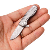 Samior HY002 Damascus Blade Titanium Handle Frame Lock Drop Point Blade