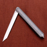 Samior GDT035 Titanium Handle Flipper Knife, 3.5" D2 Tanto Blade
