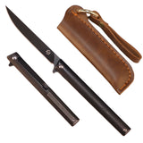 Samior GP035 Sleek Slim Grey Titanium Handle Flipper Knife, 3.5" M390 Blade