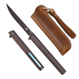 Samior GP035 Sleek Slim Grey Titanium Handle Flipper Knife, 3.5" M390 Blade