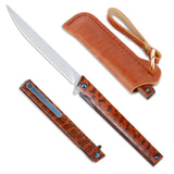 Samior GP035 Snake Wood Handle Flipper Knife, 3.5" D2 Blade,