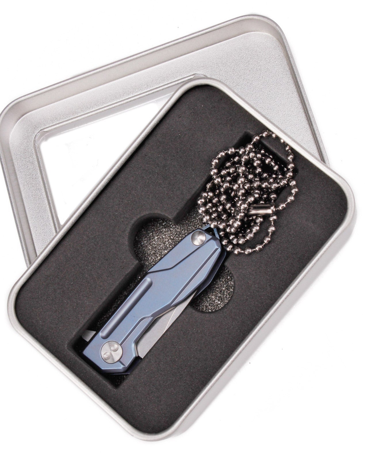 Samior HY002 Mini Blue Titanium Handle Flipper Knife, 1.3” D2 Blade