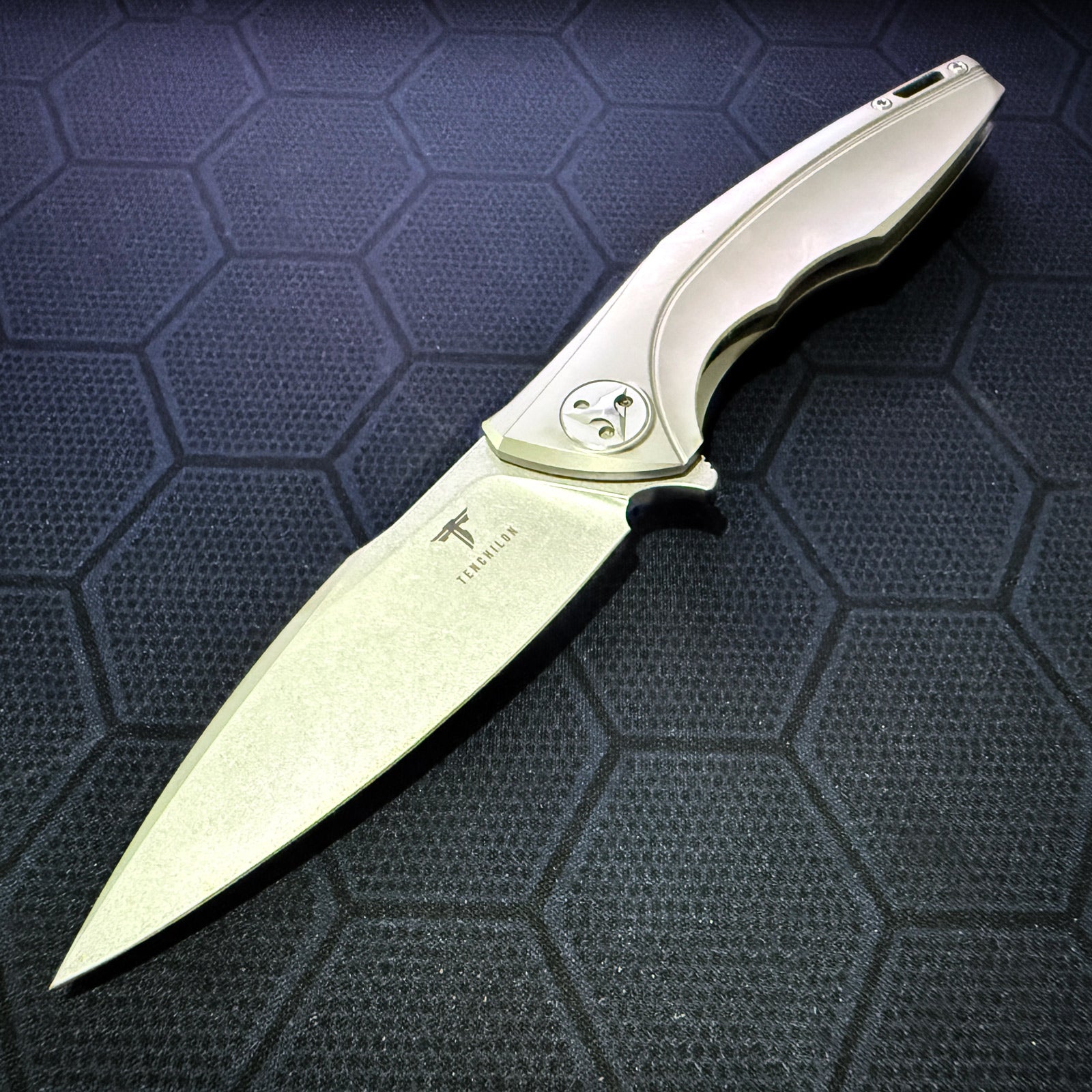 Tenchilon T51 Folding Pocket Knife, TC4 Titanium Handle Flipper Knife, 3.7" D2 Blade