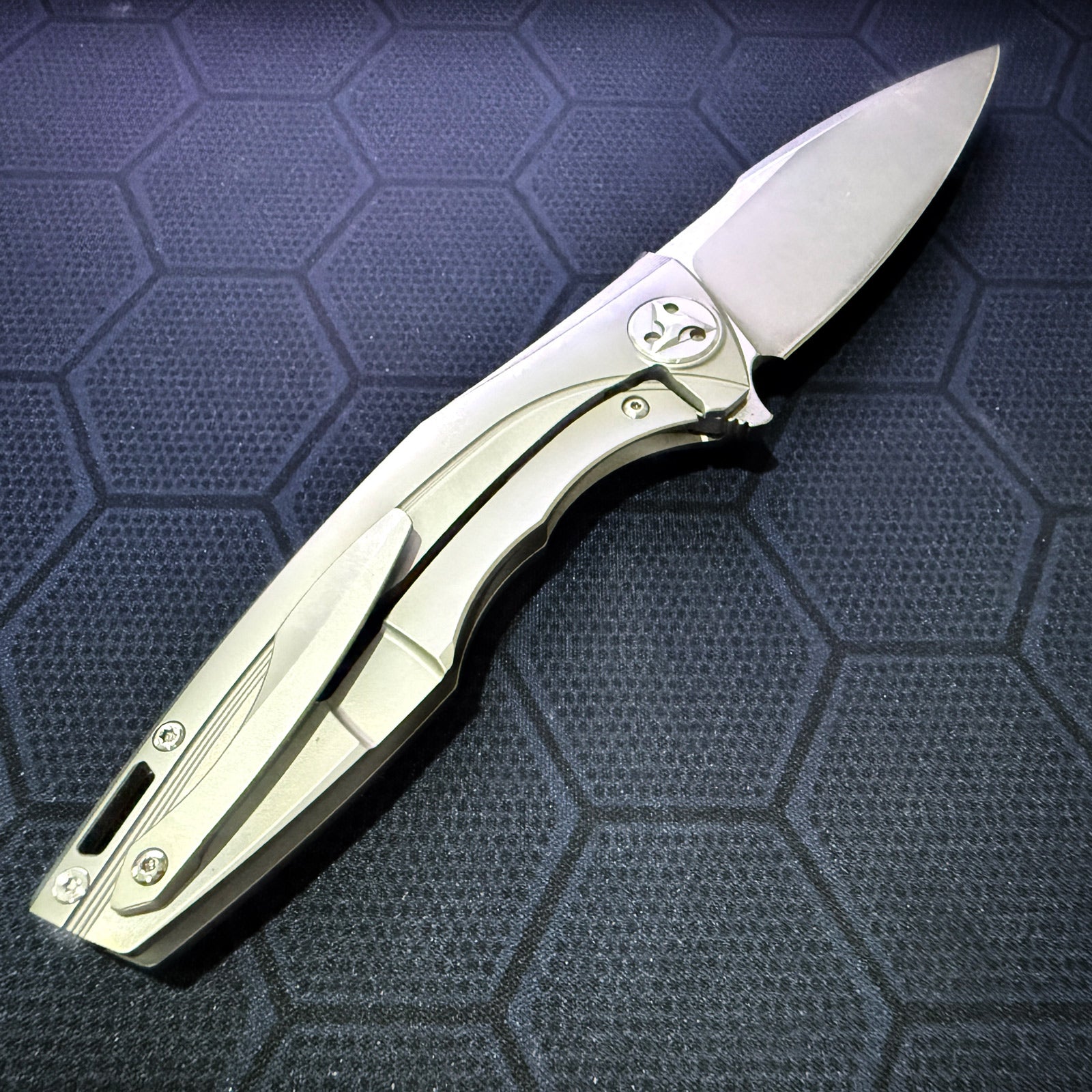 Tenchilon T51 Folding Pocket Knife, TC4 Titanium Handle Flipper Knife, 3.7" D2 Blade