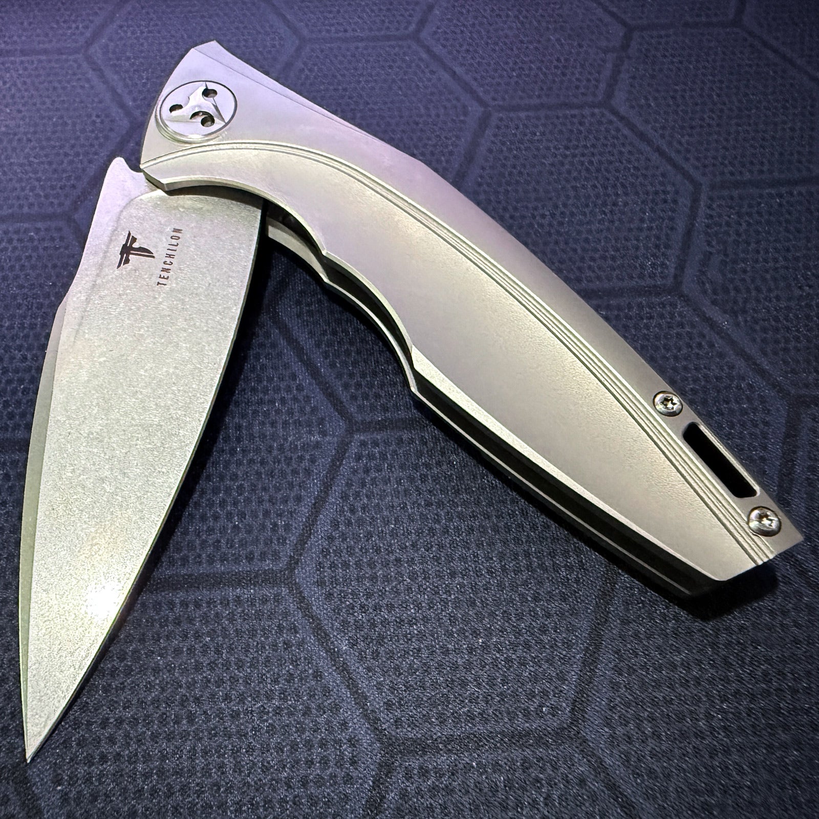 Tenchilon T51 Folding Pocket Knife, TC4 Titanium Handle Flipper Knife, 3.7" D2 Blade