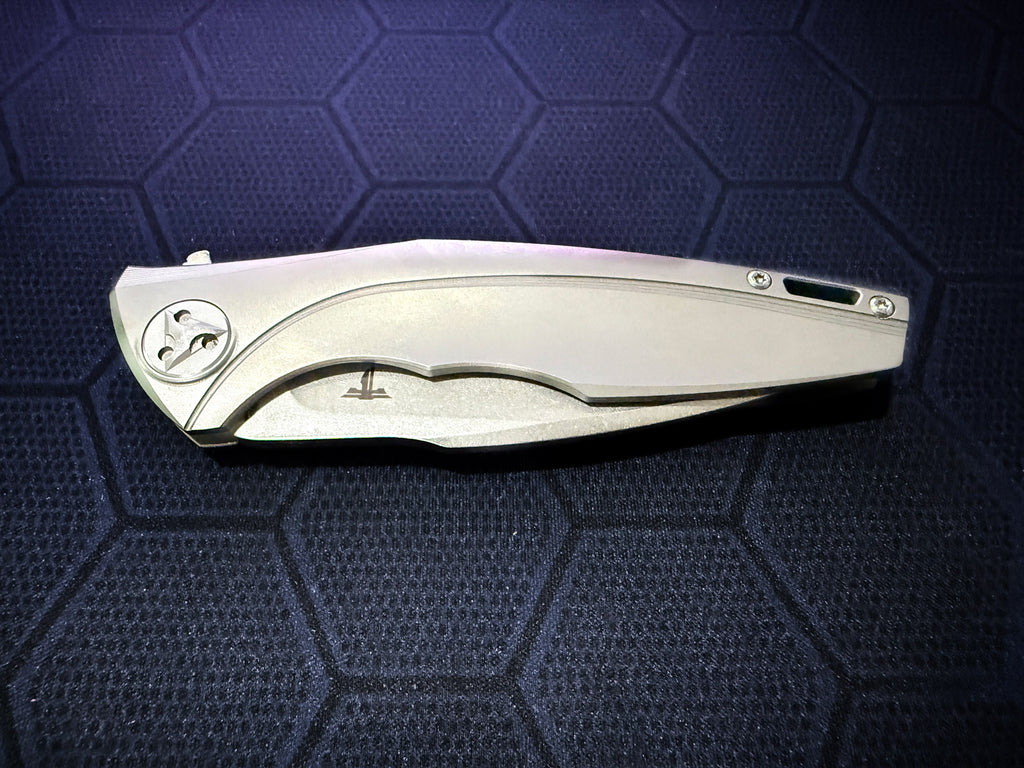 Tenchilon T51 Folding Pocket Knife, TC4 Titanium Handle Flipper Knife, 3.7" D2 Blade
