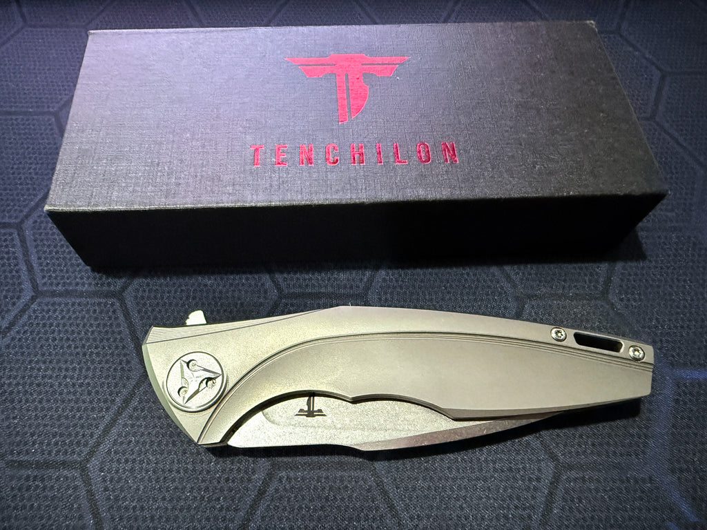 Tenchilon T51 Folding Pocket Knife, TC4 Titanium Handle Flipper Knife, 3.7" D2 Blade