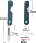 TG31 Compact Classic Slip Joint Scalpel Folding Pocket Knife, 10pcs #24 Replaceable Blade, 3.1 inches G10 Handle with Lanyard, Utility EDC Keychain Box Cutter