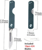 TG31 Compact Classic Slip Joint Scalpel Folding Pocket Knife, 10pcs #24 Replaceable Blade, 3.1 inches G10 Handle with Lanyard, Utility EDC Keychain Box Cutter