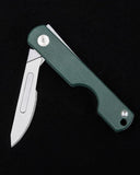 TG31 Compact Classic Slip Joint Scalpel Folding Pocket Knife, 10pcs #24 Replaceable Blade, 3.1 inches G10 Handle with Lanyard, Utility EDC Keychain Box Cutter