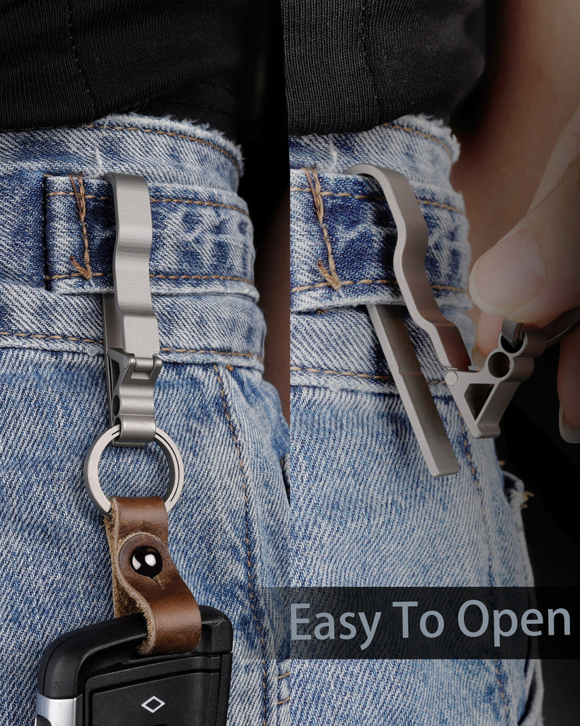 Titanium Belt Loop Keychain Clip Double Side Quick Release Key