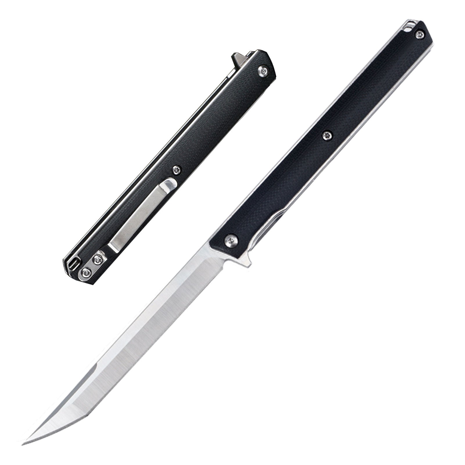 Samior T42 Small Slim Pocket Flipper Knife, 3.5 inches D2 Tanto Blades