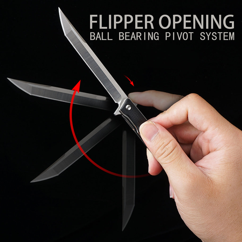 Samior T42 Small Slim Pocket Flipper Knife, 3.5 inches D2 Tanto Blades