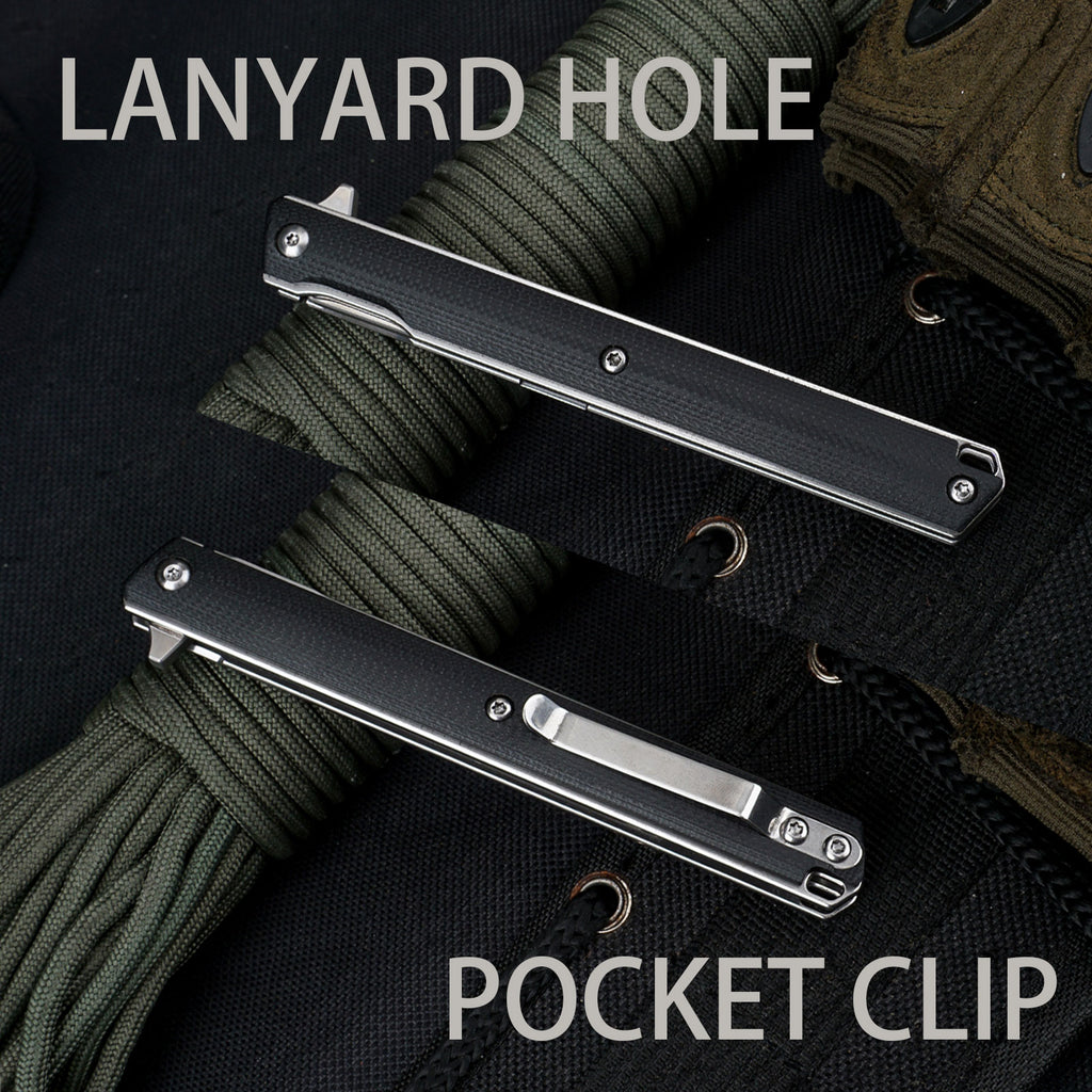 Samior T42 Small Slim Pocket Flipper Knife, 3.5 inches D2 Tanto Blades