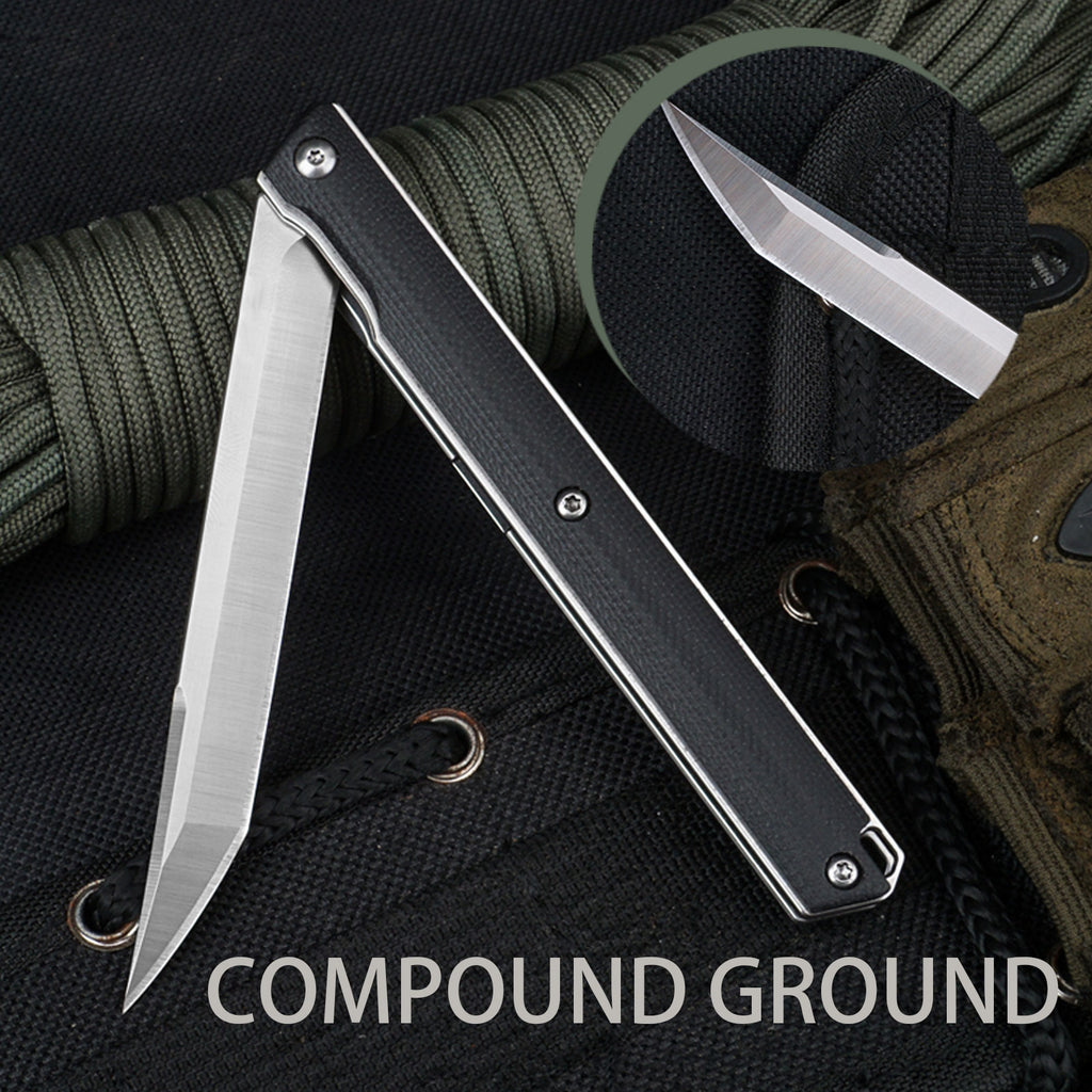 Samior T42 Small Slim Pocket Flipper Knife, 3.5 inches D2 Tanto Blades