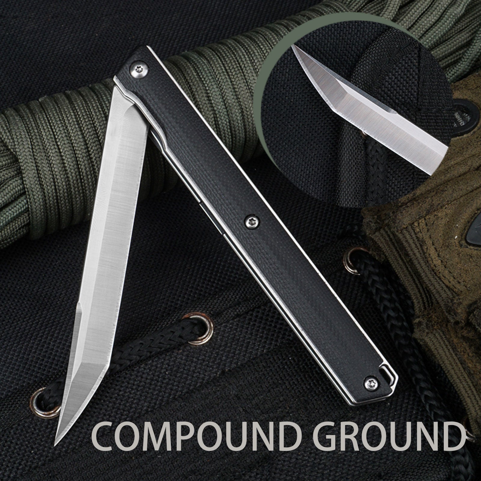 Samior T42 Small Slim Pocket Flipper Knife, 3.5 inches D2 Tanto Blades