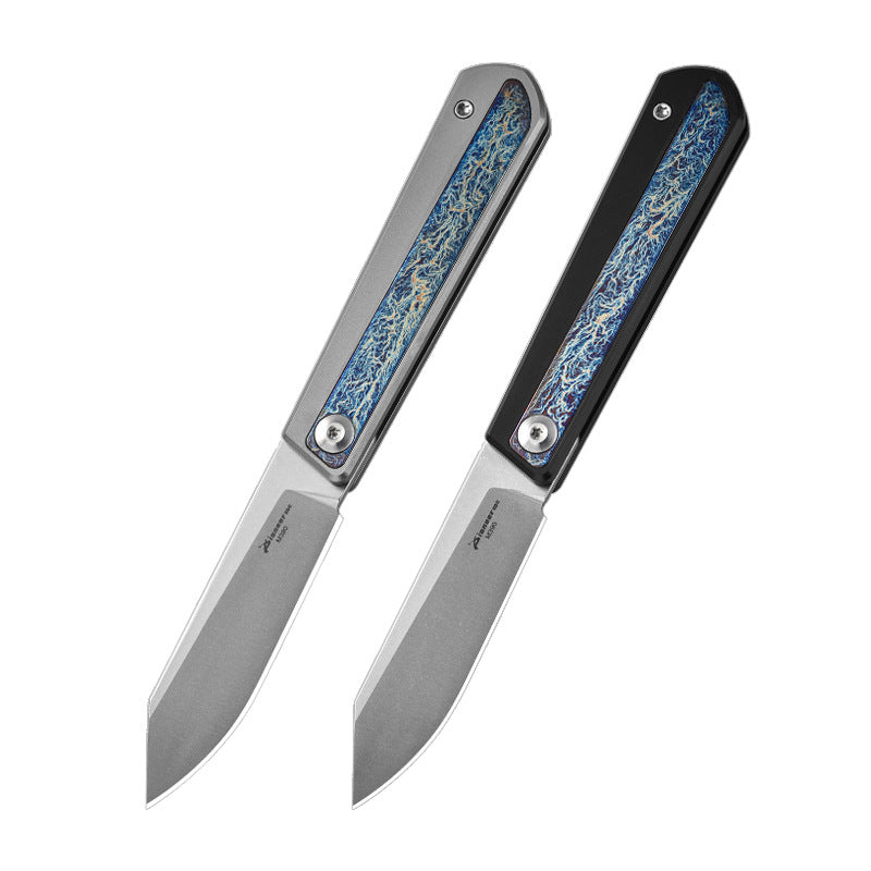 PioneerEDC MT038 Front Flipper Slipjoint Folding Pocket EDC Knife,  M390 Blade, TC4 Titanium Handles