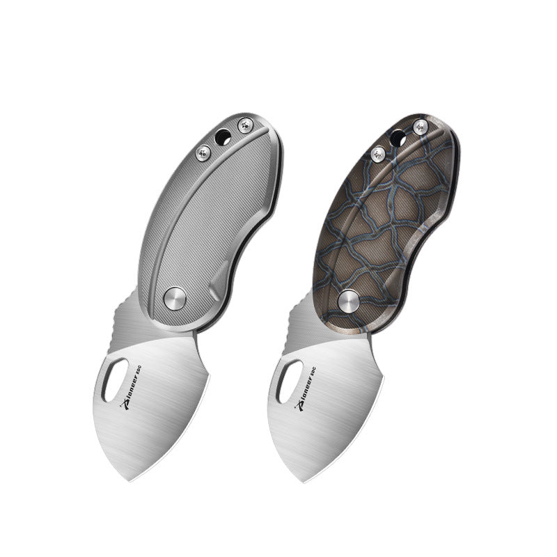 PioneerEDC M276 Chubby Small Folding Pocket Knife, Sheepfoot 14C28N Blade, TC4 Titanium Handle, Double Detent Non-Locking SlipJoint, 3.4 oz