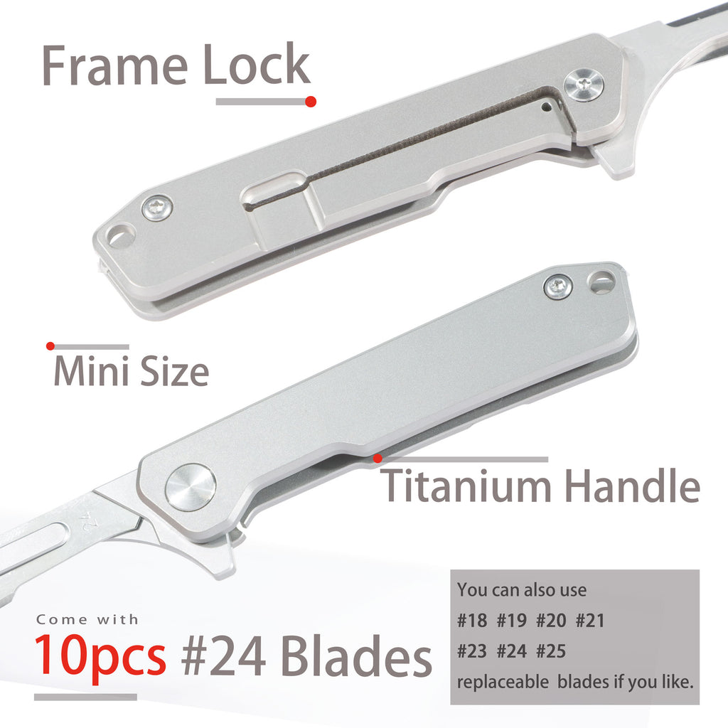ainhue T29 Scalpel Folding Flipper Knife with 10pcs #24 Blade
