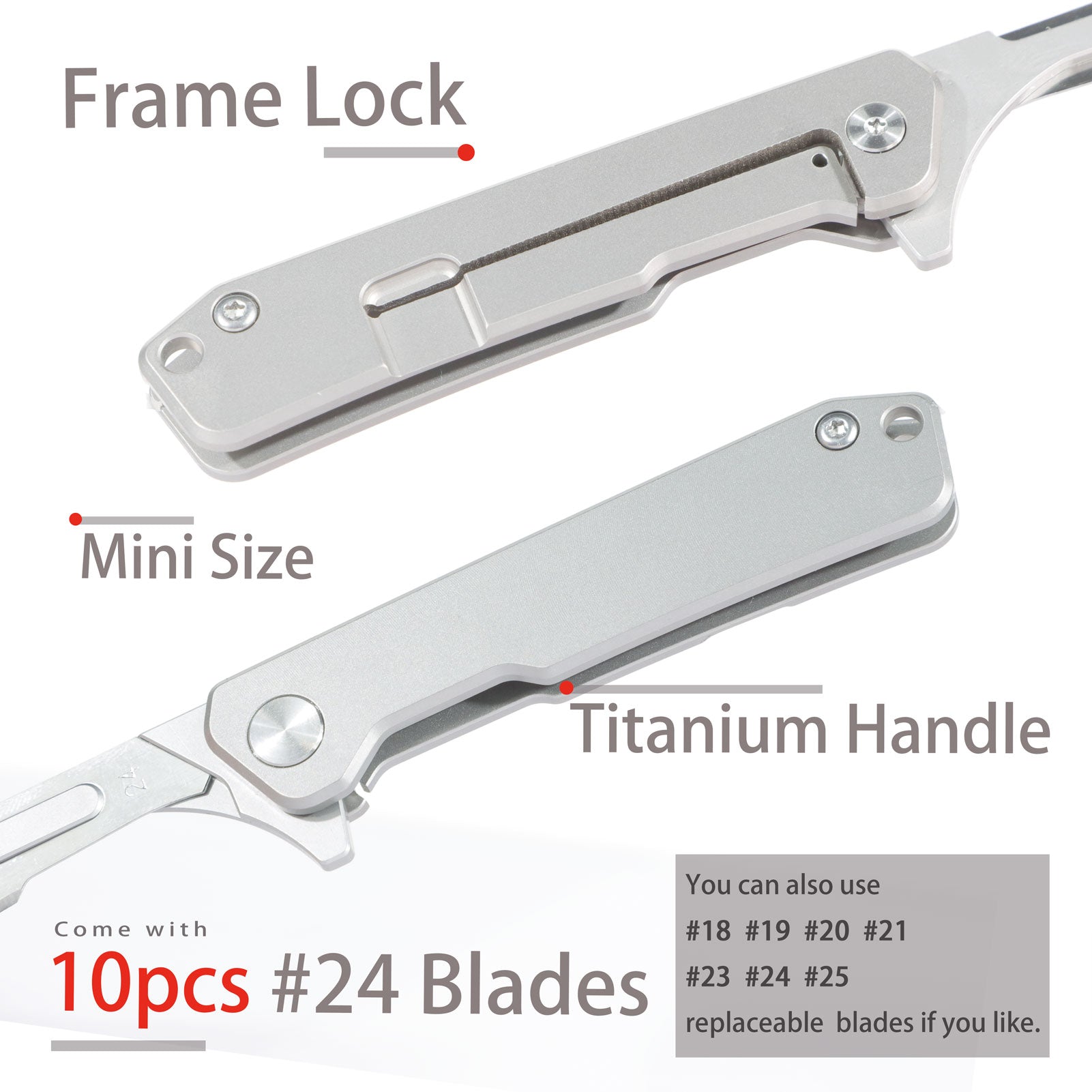 ainhue T29 Scalpel Folding Flipper Knife with 10pcs #24 Blade
