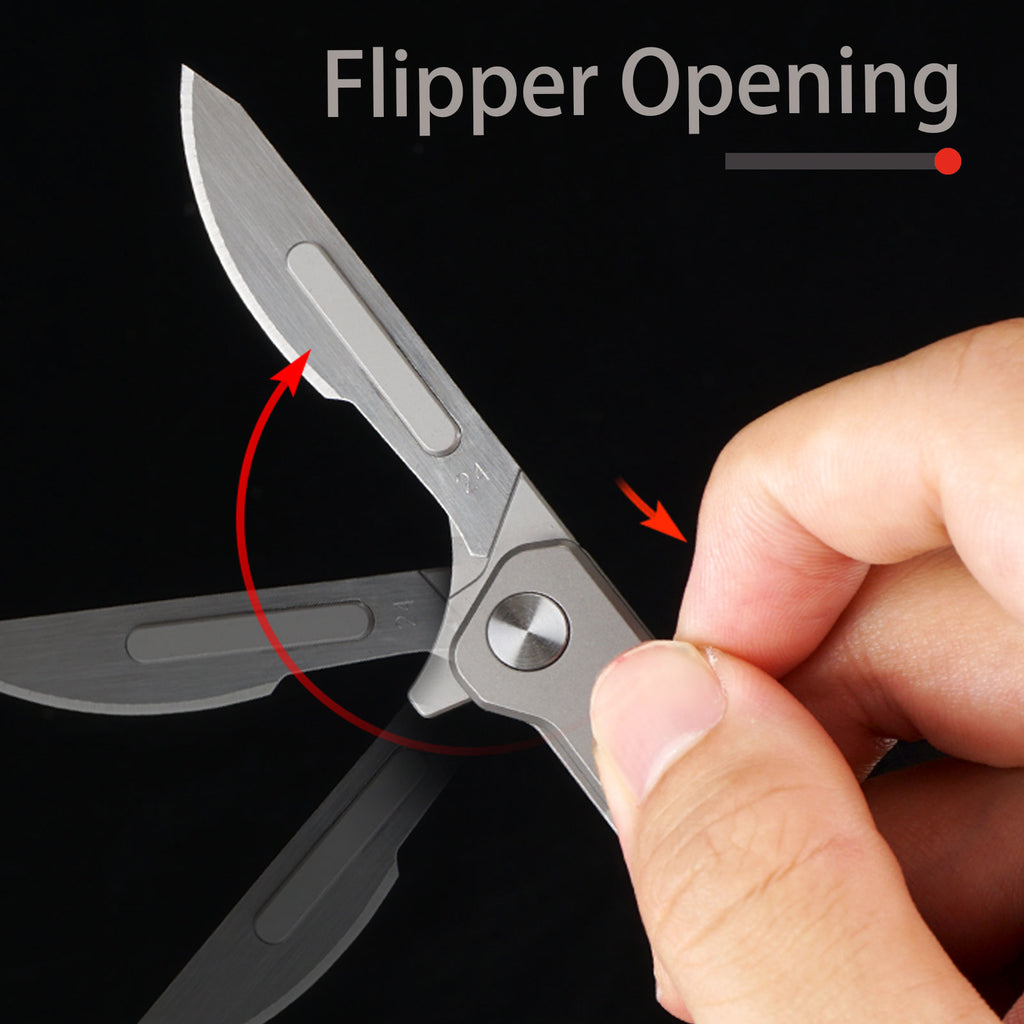 ainhue T29 Scalpel Folding Flipper Knife with 10pcs #24 Blade