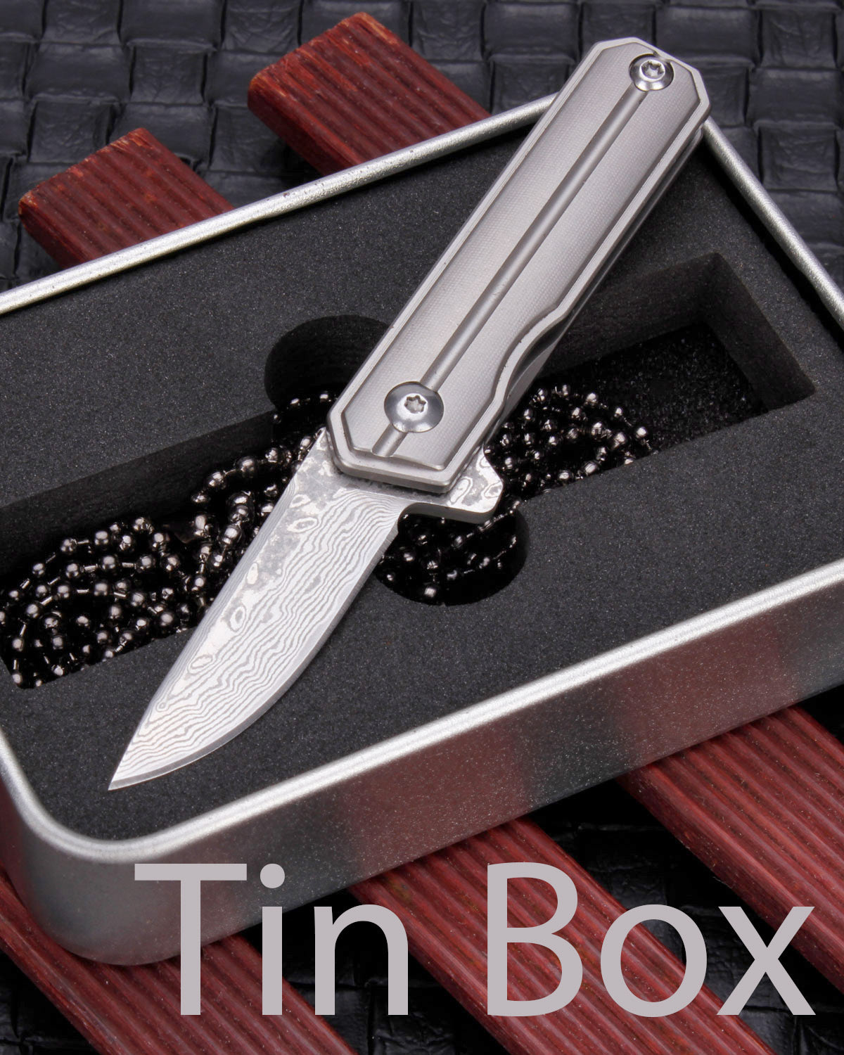 Samior HY004 Mini Titanium Handle Pocket Knife 1.45" Damascus Blade