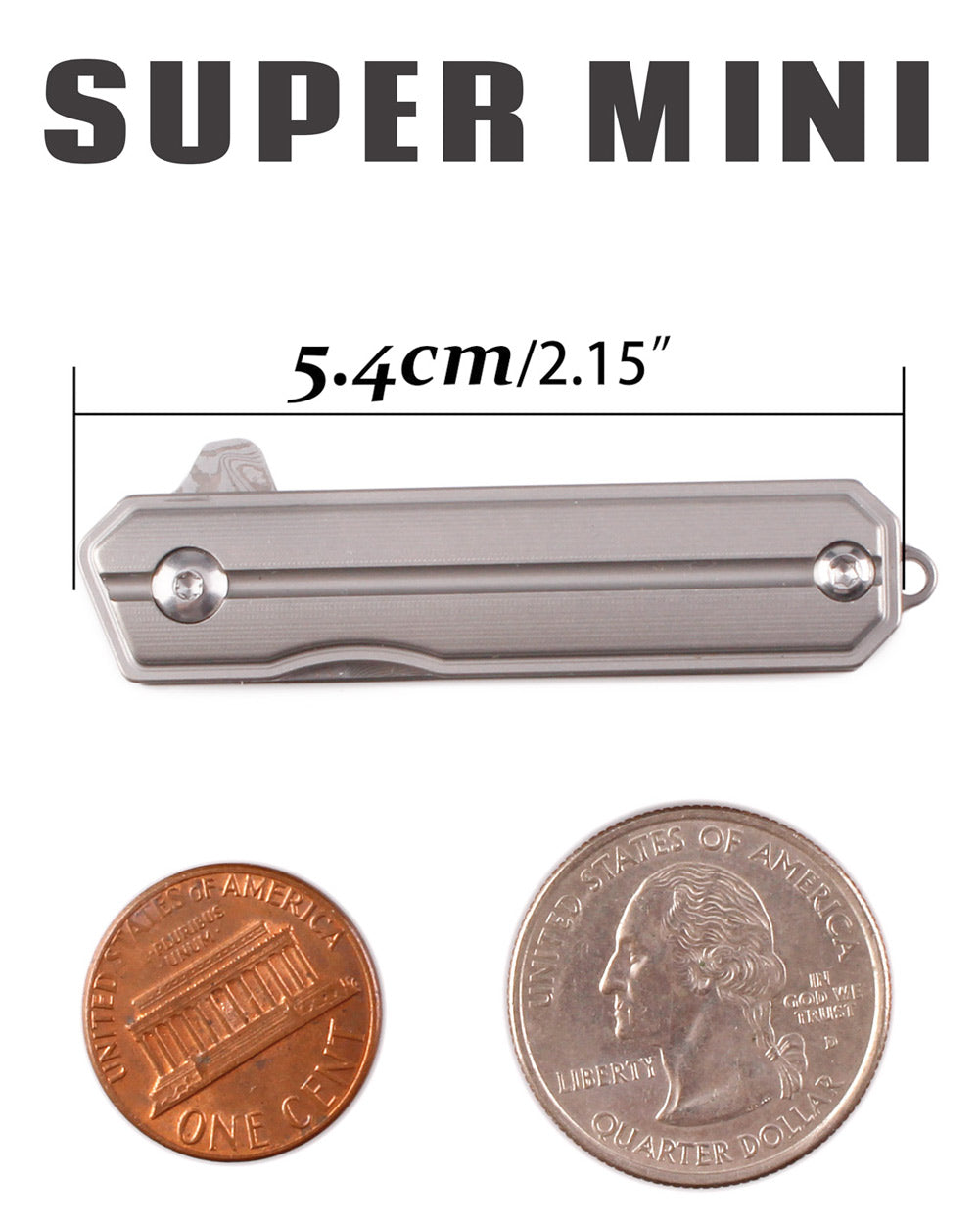 Samior HY004 Mini Titanium Handle Pocket Knife 1.45" Damascus Blade