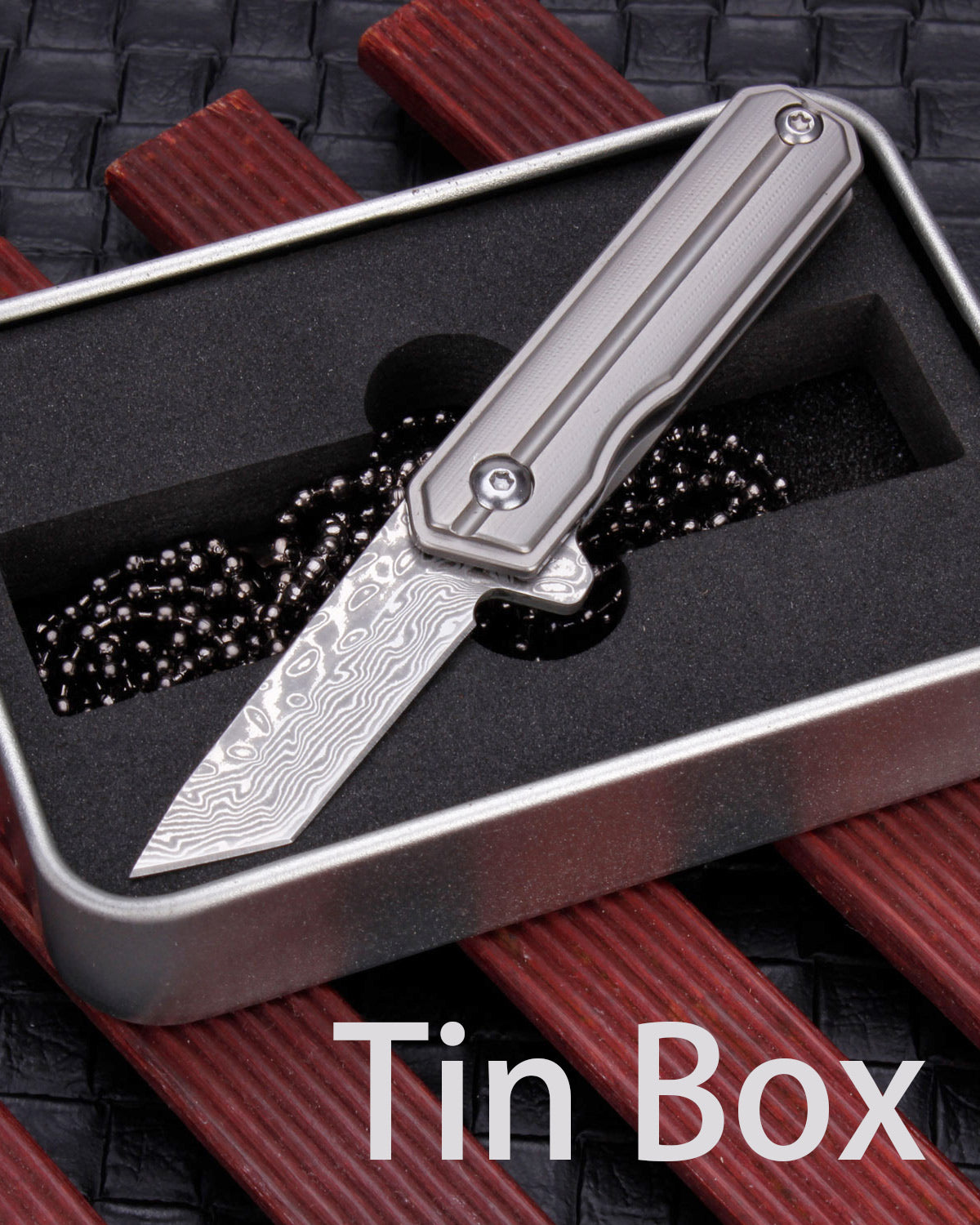 Samior HY004 Mini Titanium Handle Pocket Knife 1.45" Damascus Blade
