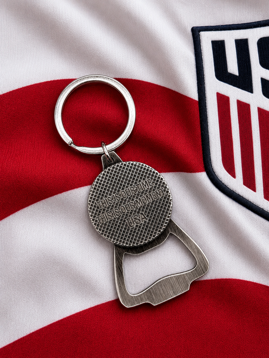 Samior USA Soccer Keychain Bottle Opener – Metal EDC Key Ring Opener for Patriotic Soccer Fans