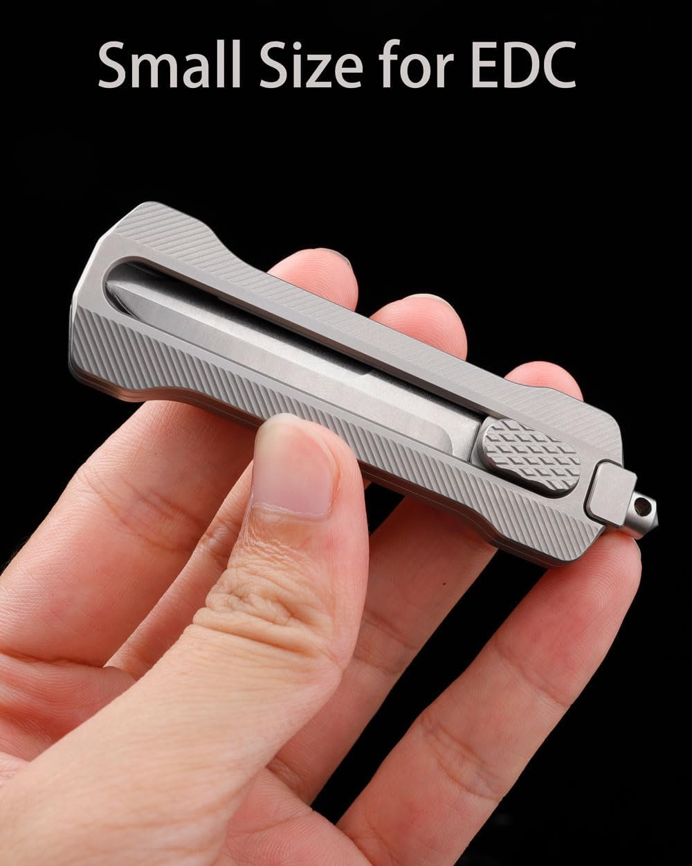 ainhue T33 Compact Retractable EDC Utility Spear Point Titanium Handle Pocket Knife