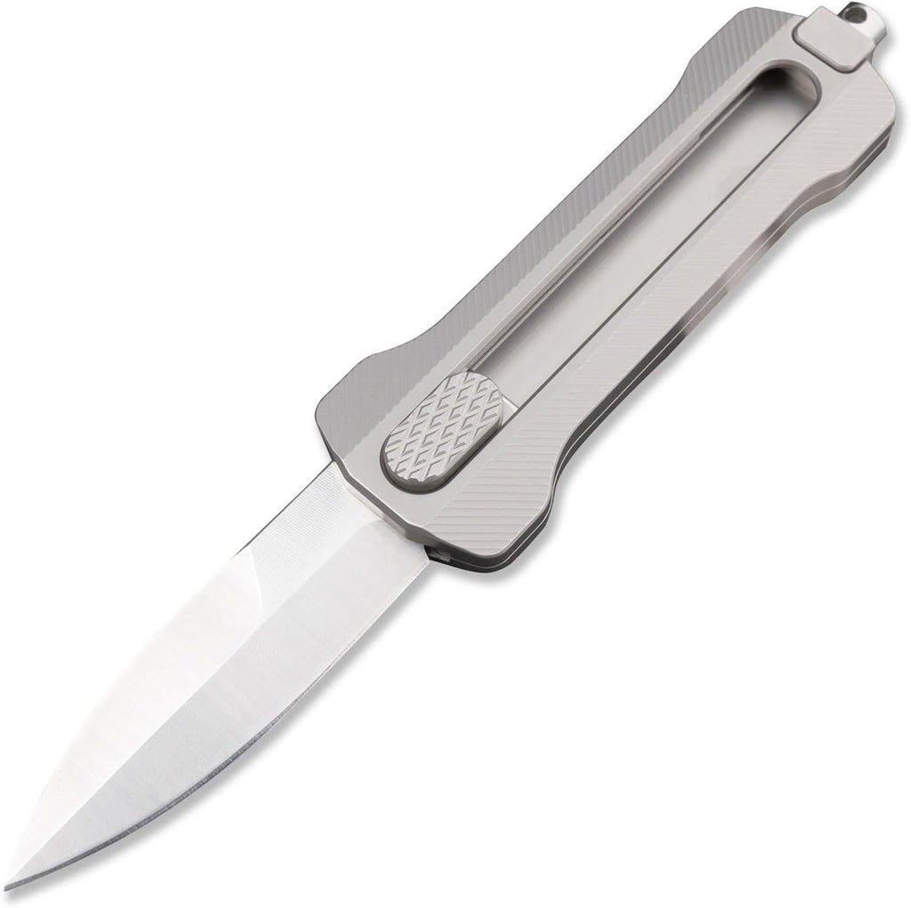 ainhue T33 Compact Retractable EDC Utility Spear Point Titanium Handle Pocket Knife