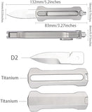 T33 Compact Retractable EDC Utility Box Cutter Pocket Knife, 1.9 inches D2 Spear Point Blades, 3.3 inches TC4 Titanium Handles