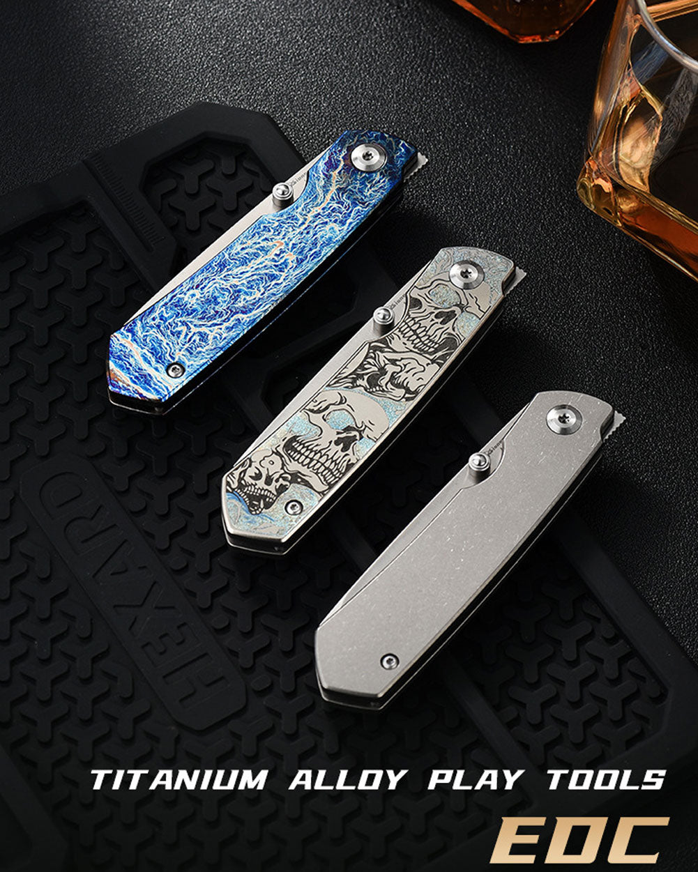 PioneerEDC MT039 Flipper Folding Pocket EDC Knife,  M390 Brushed Blade, TC4 Titanium Handles