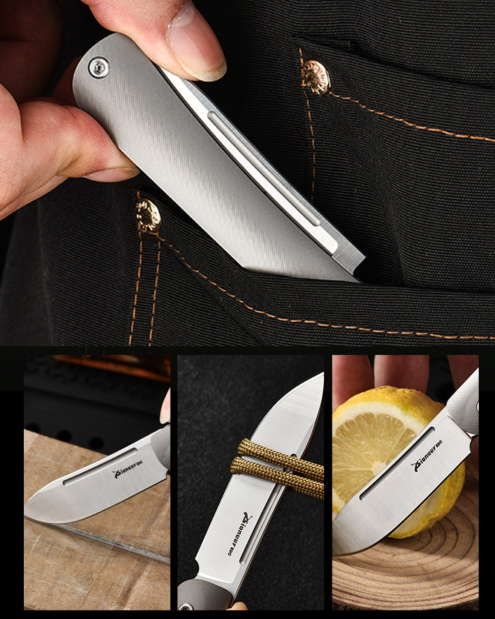 PioneerEDC MT0386 Slipjoint Pocket Knife, 14C28N Stainless Steel Blade