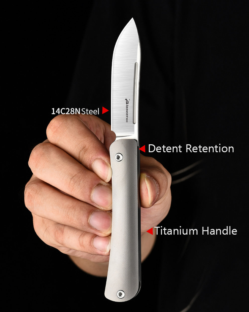 PioneerEDC MT0386 Slipjoint Pocket Knife, 14C28N Stainless Steel Blade