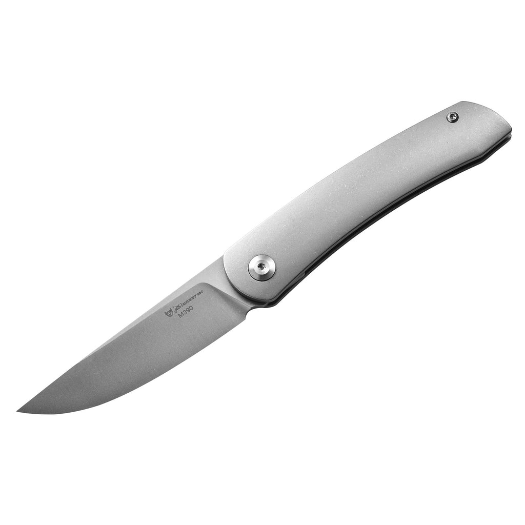 PioneerEDC MT394 Folding Pocket EDC Knife, 2.8 Inch M390 Drop Point Blade, TC4 Titanium Handle, Non-Locking Flipper