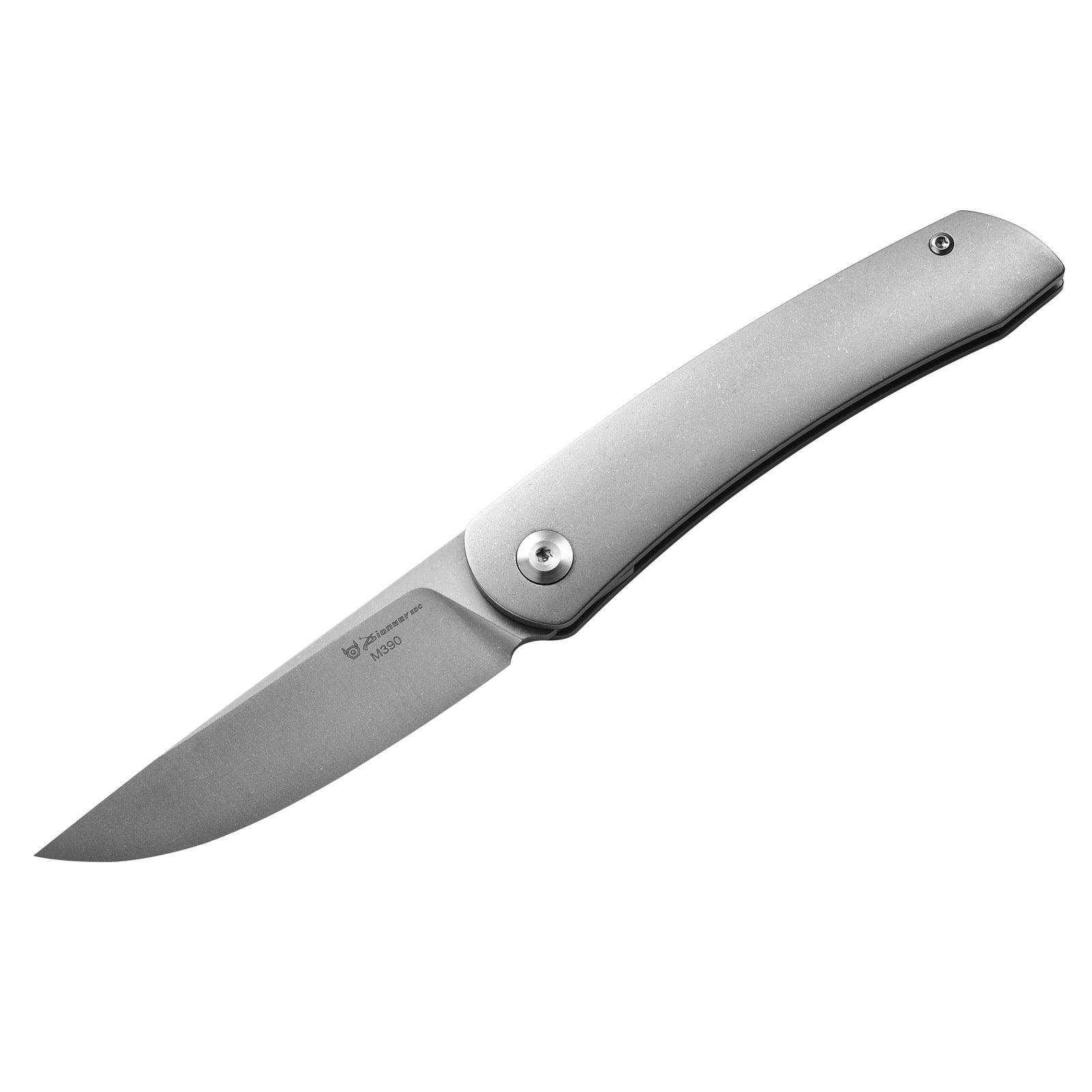 PioneerEDC MT394 Folding Pocket EDC Knife, 2.8 Inch M390 Drop Point Blade, TC4 Titanium Handle, Non-Locking Flipper