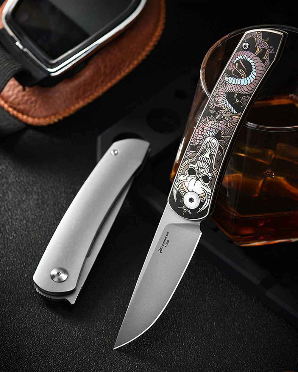 PioneerEDC MT394 Folding Pocket EDC Knife, 2.8 Inch M390 Drop Point Blade, TC4 Titanium Handle, Non-Locking Flipper