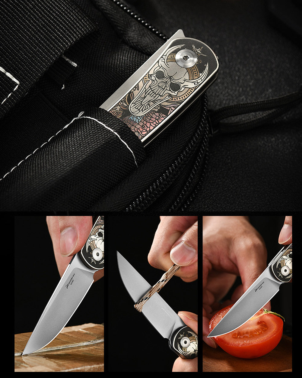 PioneerEDC MT394 Folding Pocket EDC Knife, 2.8 Inch M390 Drop Point Blade, TC4 Titanium Handle, Non-Locking Flipper
