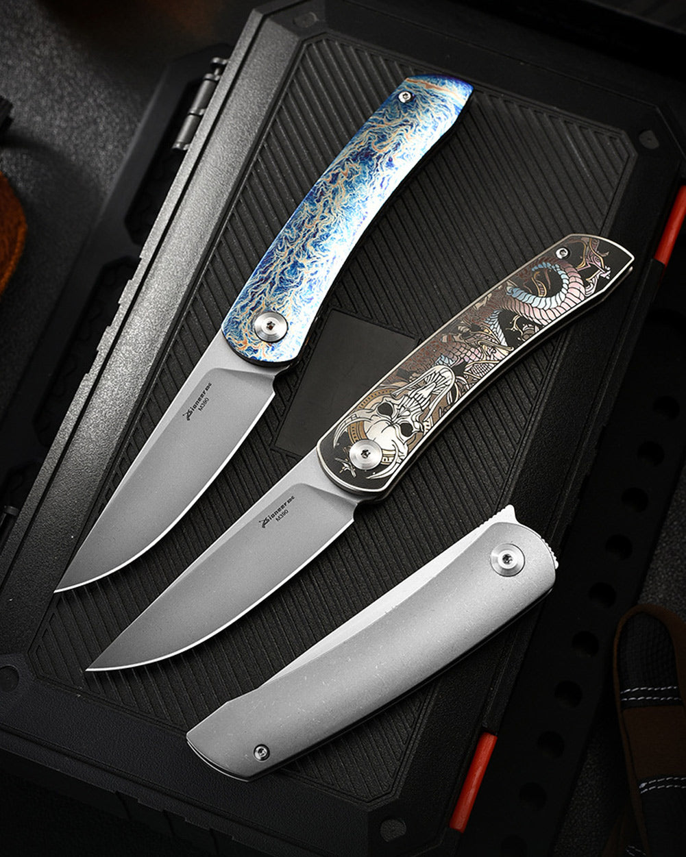 PioneerEDC MT394 Folding Pocket EDC Knife, 2.8 Inch M390 Drop Point Blade, TC4 Titanium Handle, Non-Locking Flipper
