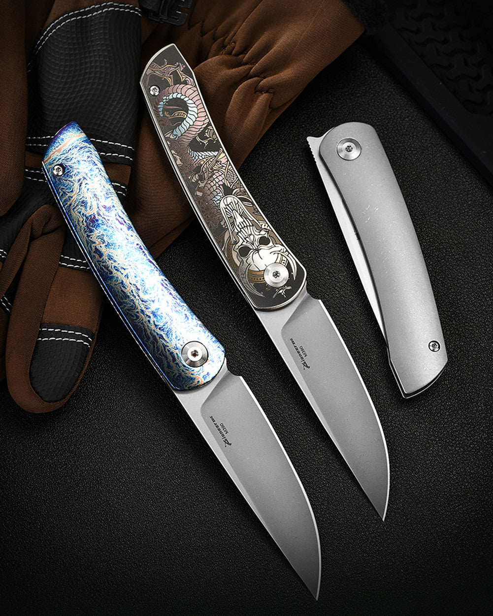 PioneerEDC MT394 Folding Pocket EDC Knife, 2.8 Inch M390 Drop Point Blade, TC4 Titanium Handle, Non-Locking Flipper
