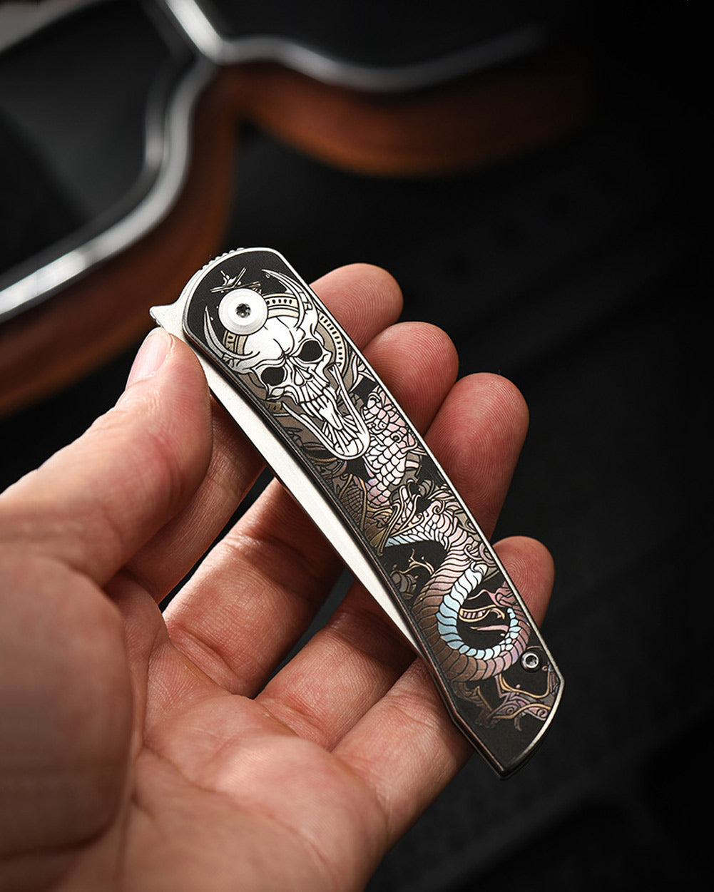 PioneerEDC MT394 Folding Pocket EDC Knife, 2.8 Inch M390 Drop Point Blade, TC4 Titanium Handle, Non-Locking Flipper