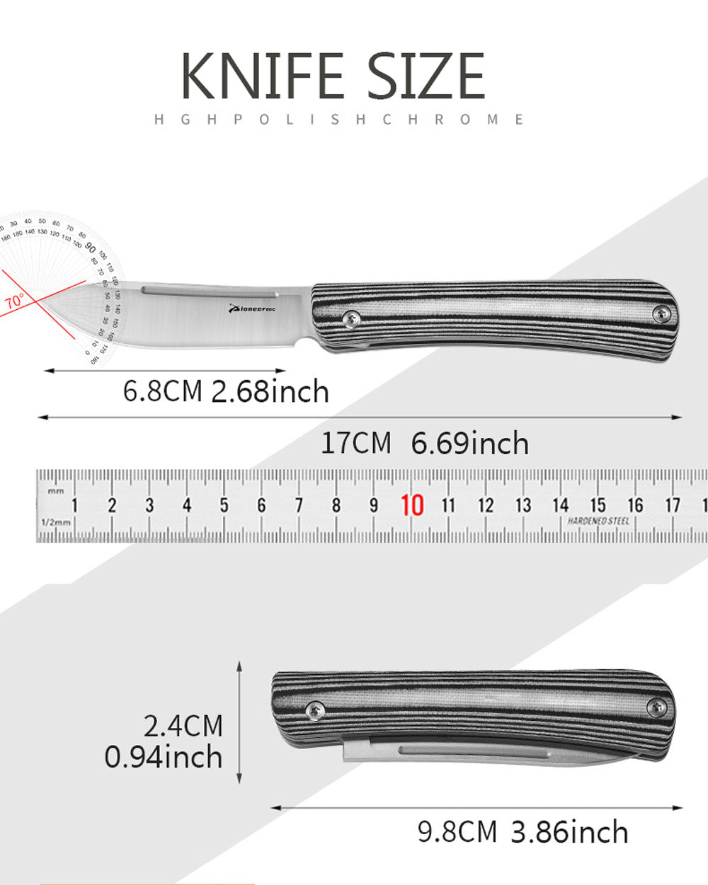 PioneerEDC MT0386 Slipjoint Pocket Knife, 14C28N Stainless Steel Blade