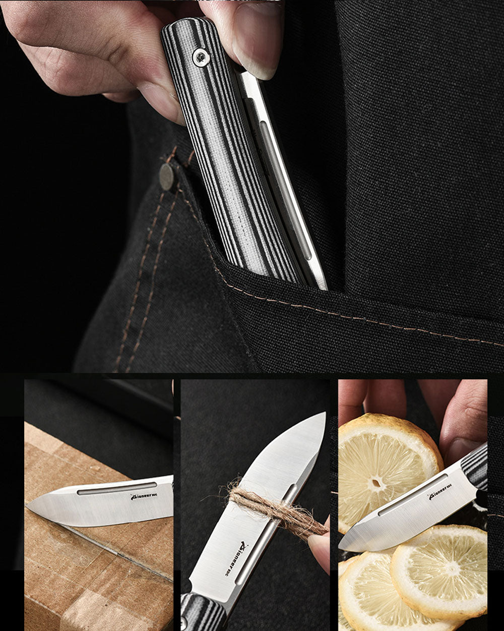 PioneerEDC MT0386 Slipjoint Pocket Knife, 14C28N Stainless Steel Blade