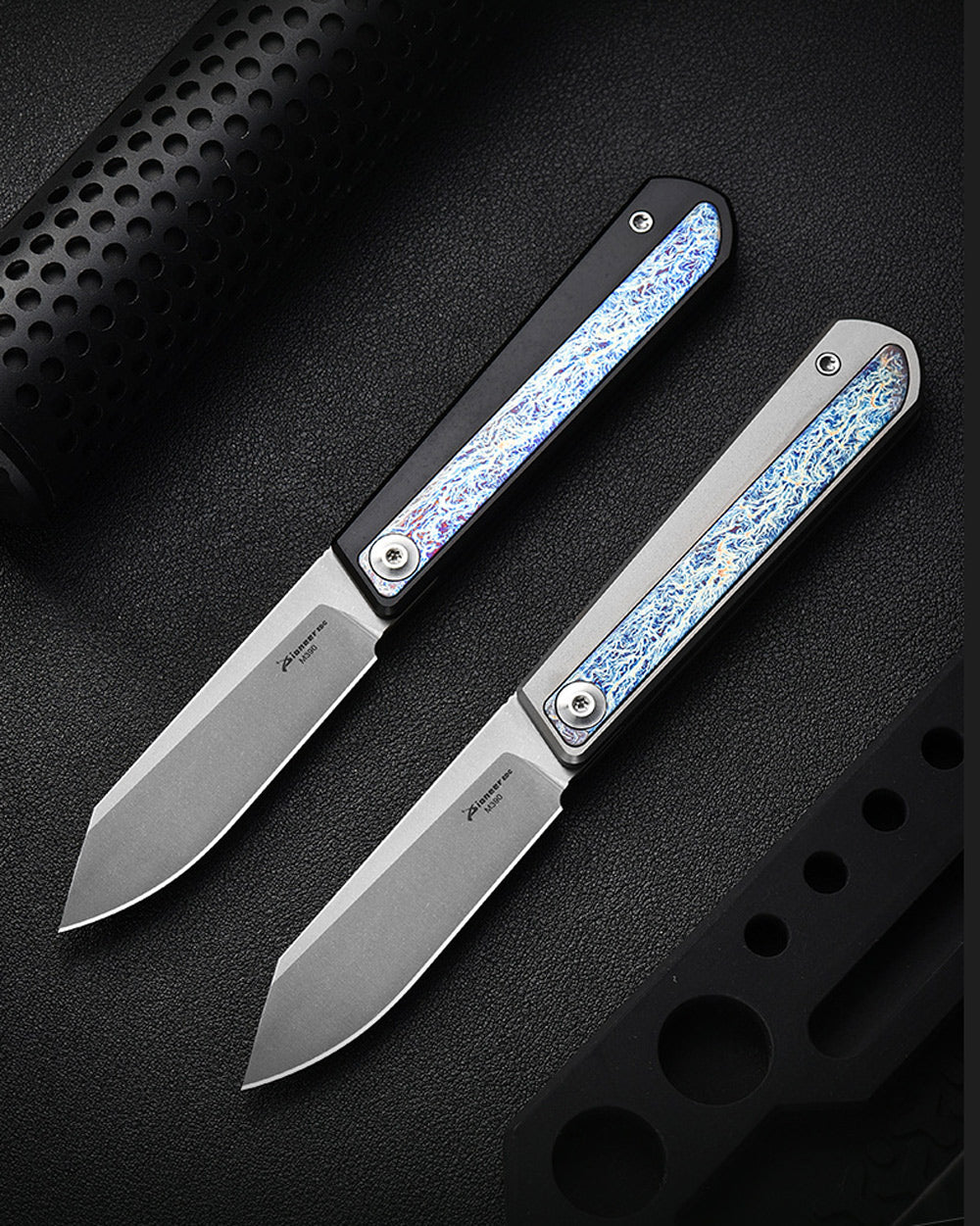 PioneerEDC MT038 Front Flipper Slipjoint Folding Pocket EDC Knife,  M390 Blade, TC4 Titanium Handles